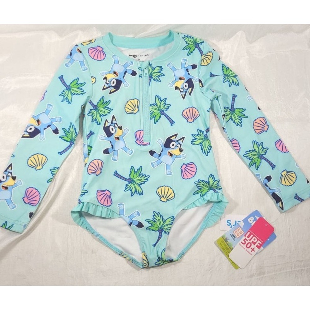 Carter's Toddler Girl's Long Sleeve UPF50+ 1pc Swimsuit - Bluey - Size 5T
